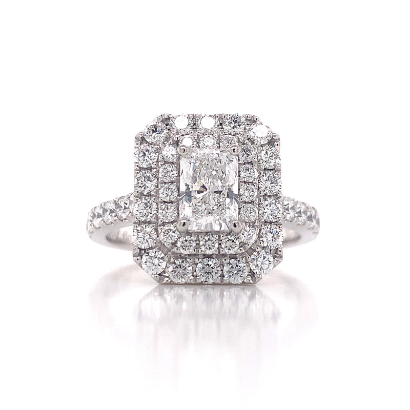 Double Halo Radiant Cut Lab Grown Diamond Ring