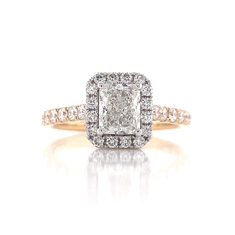 Yellow Radiant Cut Halo Lab Grown Diamond Ring
