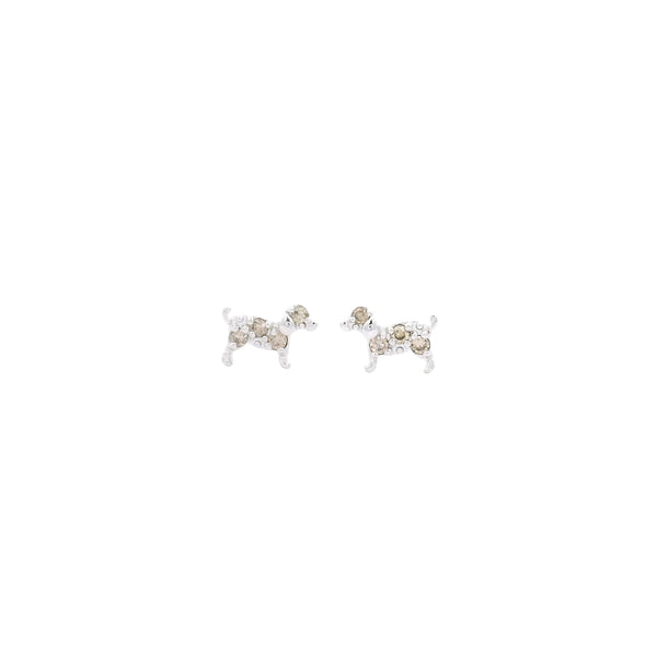 18k White Gold Poodle Earrings, Gold Jewellery Sydney Australia