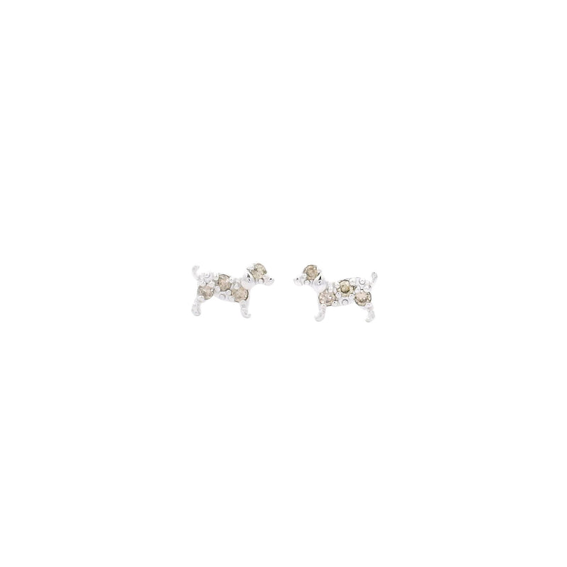 18k White Gold Poodle Earrings, Gold Jewellery Sydney Australia