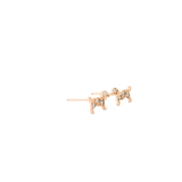 Rose Gold Diamond Dog Studs, Gold Jewellery Sydney Australia