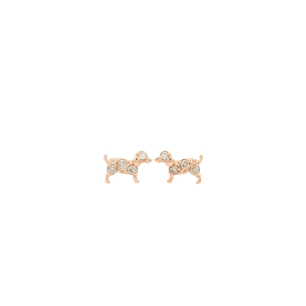 Rose Gold Diamond Dog Studs, Gold Jewellery Sydney Australia