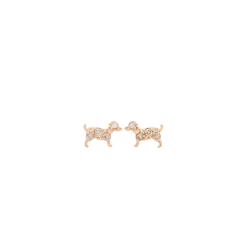 Rose Gold Diamond Dog Studs, Gold Jewellery Sydney Australia