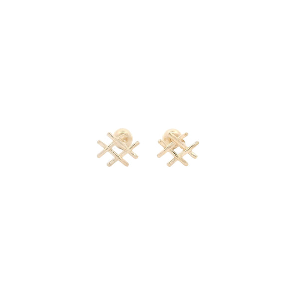 Elegant Gold Hashtag Studs