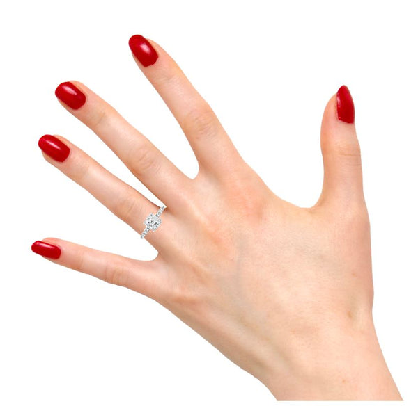 Pavé Band Four Prong Cushion Cut Lab Grown Diamond Ring