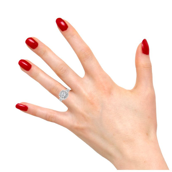 Rounded Edge Square Halo Round Cut Lab Grown Diamond Ring