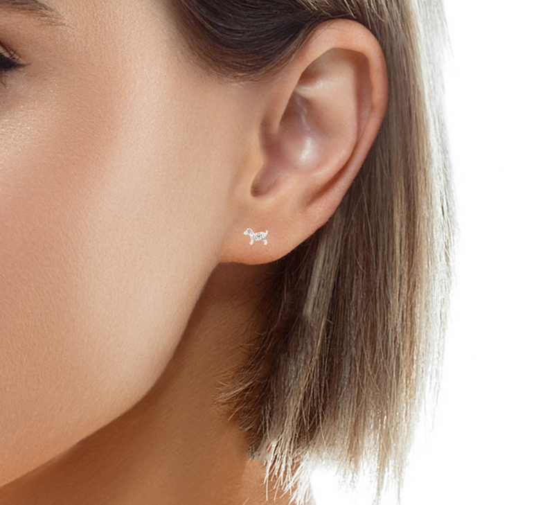 18k White Gold Poodle Earrings, Gold Jewellery Sydney Australia