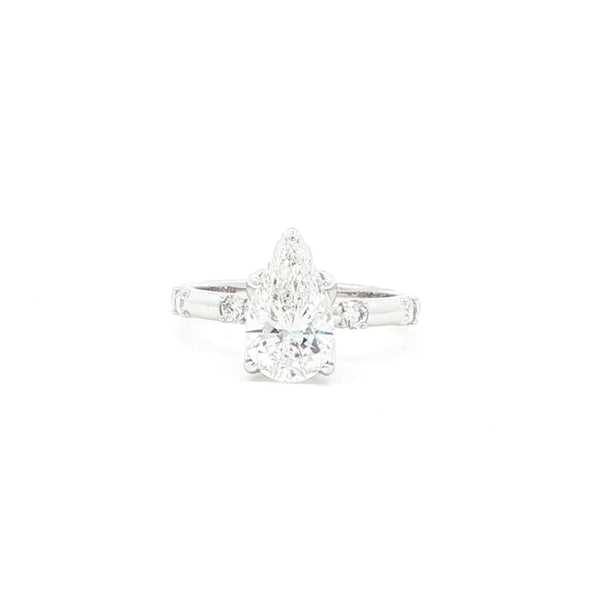 Pear Cut Diamond Engagement Ring With Spaced Diamond Band, Sydney Engagement Ring 