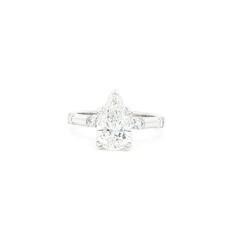 Pear Cut Diamond Engagement Ring With Spaced Diamond Band, Sydney Engagement Ring 