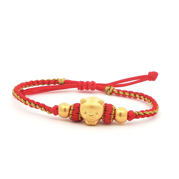 Charming 24k Beaded Pig Bracelet, Gold Jewellery Sydney Australia 