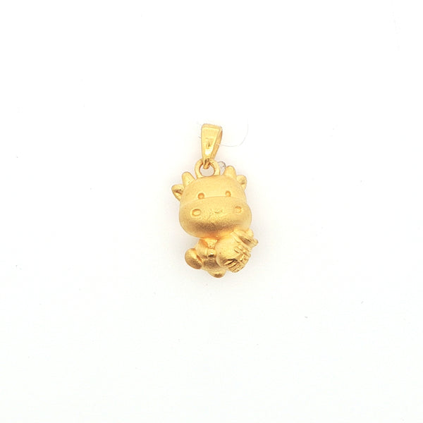 24K Yellow Gold Fortune Pot Ox Pendant, Gold Jewellery Sydney Australia 
