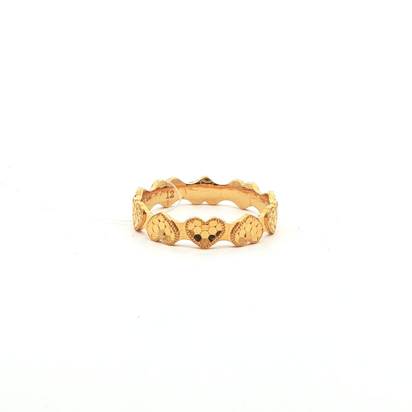 24k Yellow Gold Heart Motif Band Ring - Size 12, Gold Jewellery Sydney Australia 