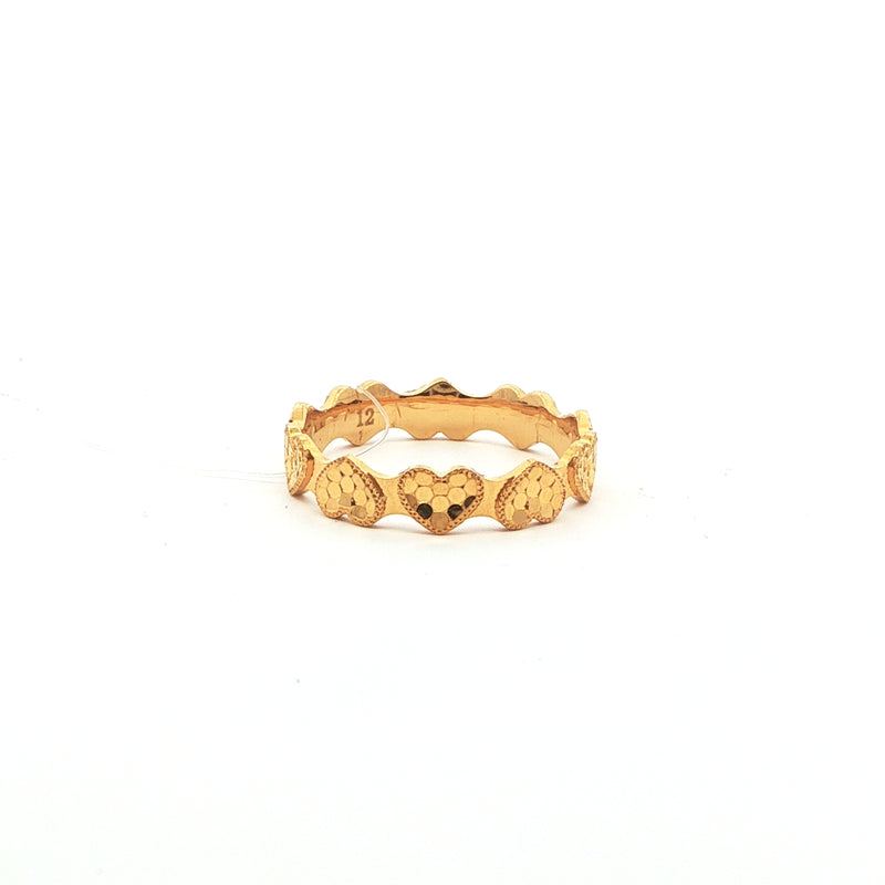 24k Yellow Gold Heart Motif Band Ring - Size 12, Gold Jewellery Sydney Australia 