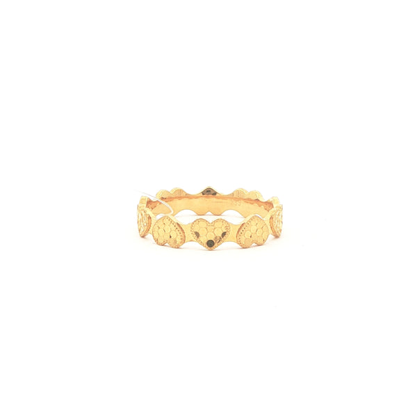 24k Yellow Gold Heart Motif Band Ring - Size 11.5, Gold Jewellery Sydney Australia 