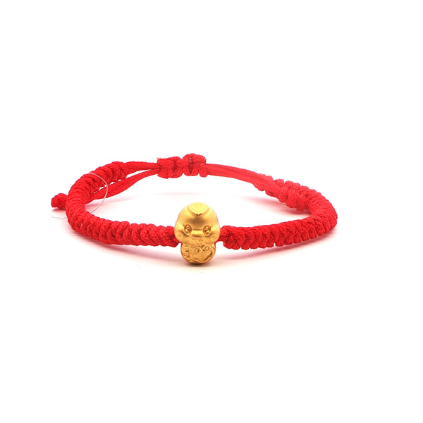 24k Gold Snake Bracelet on Red Cord, Gold Jewellery Sydney Australia 