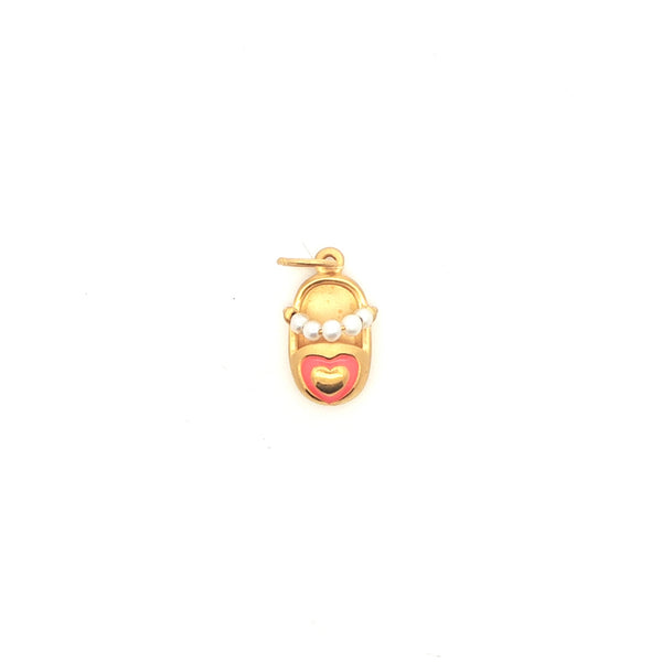 24k Pink Heart And Pearl Shoe Pendant, Gold Jewellery Sydney Australia 