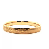 Elegant Yellow Gold Floral Etched Bangle, Gold Jewellery Sydney Australia 