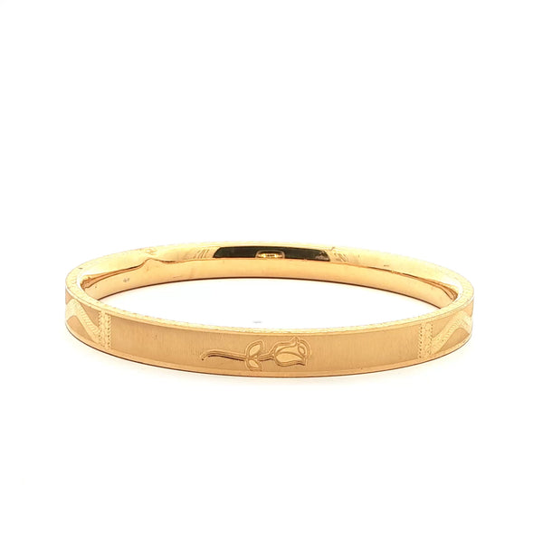 Elegant Gold Bangle with Rose Design, Gold Jewellery Sydney Australia 