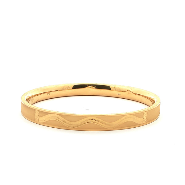 Elegant Gold Bangle with Rose Design, Gold Jewellery Sydney Australia 