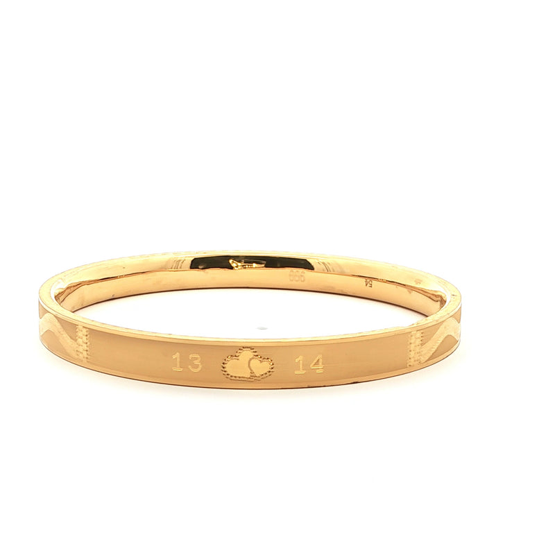 Elegant Gold Bangle with Rose Design, Gold Jewellery Sydney Australia 