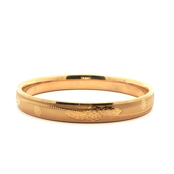 Classic Yellow Gold Flower Bangle, Gold Jewellery Sydney Australia 