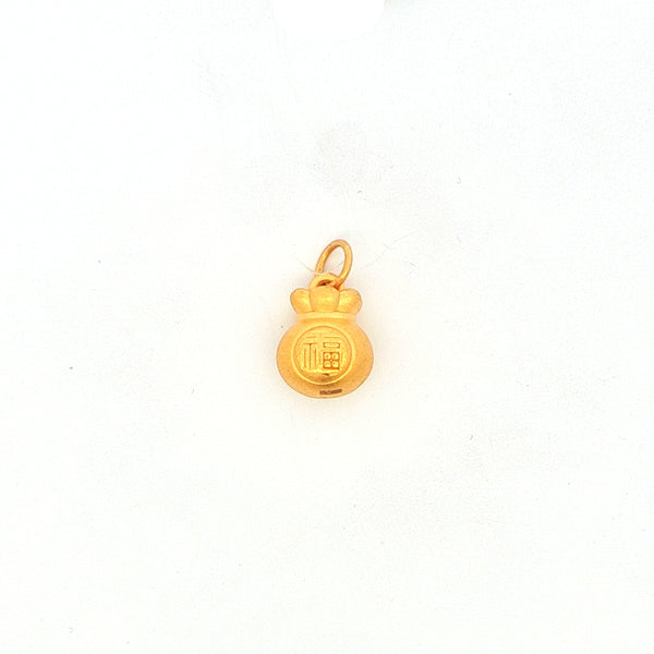 Yellow Gold Money Bag Pendant Charm, Gold Jewellery Sydney Australia 