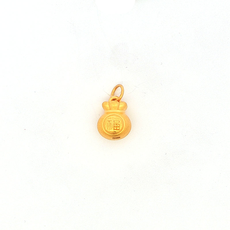Yellow Gold Money Bag Pendant Charm, Gold Jewellery Sydney Australia 