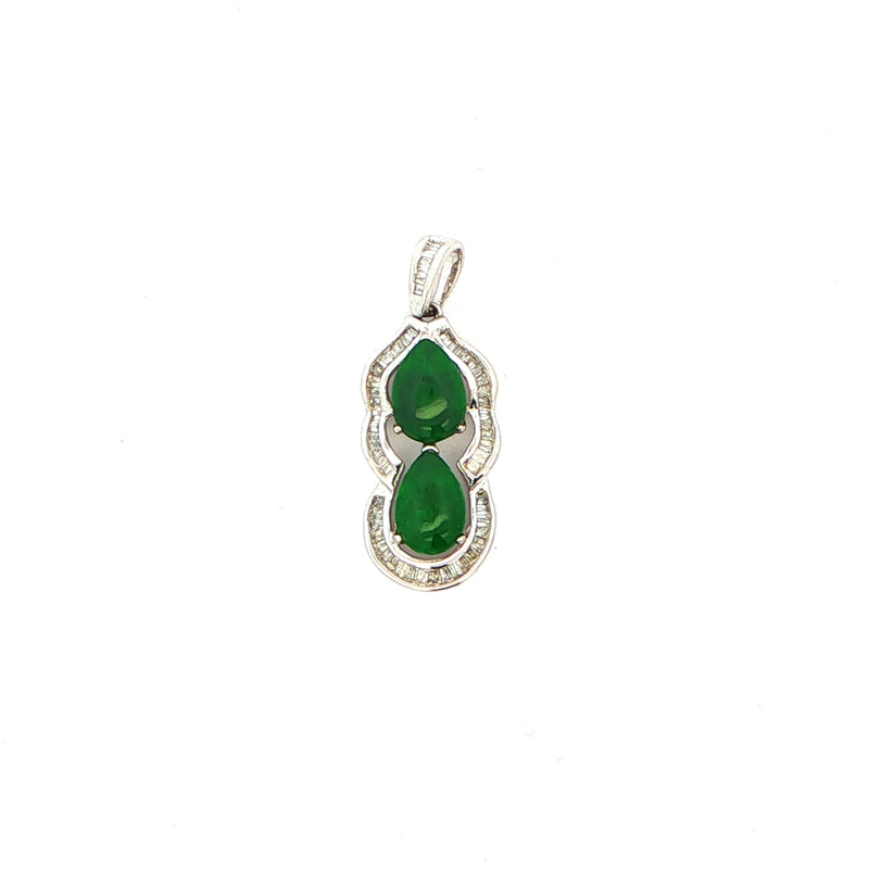 White Gold Pear Cut Jade Pendant, Gold Jewellery Sydney Australia 