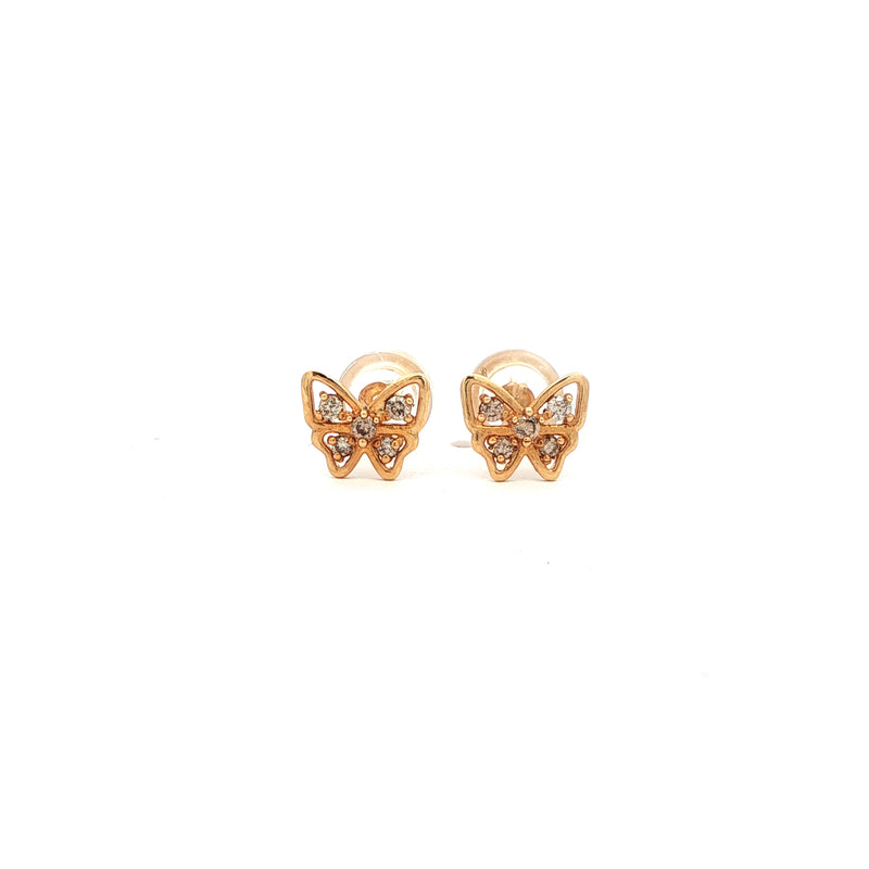 Rose Gold Diamond Butterfly Stud Earrings, Gold Jewellery Sydney Australia 