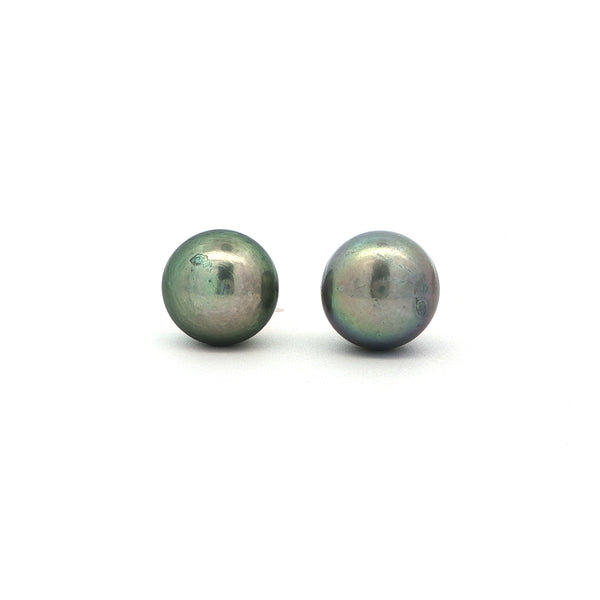 Green Pearl Stud Earrings, Gold Jewellery Sydney Australia 