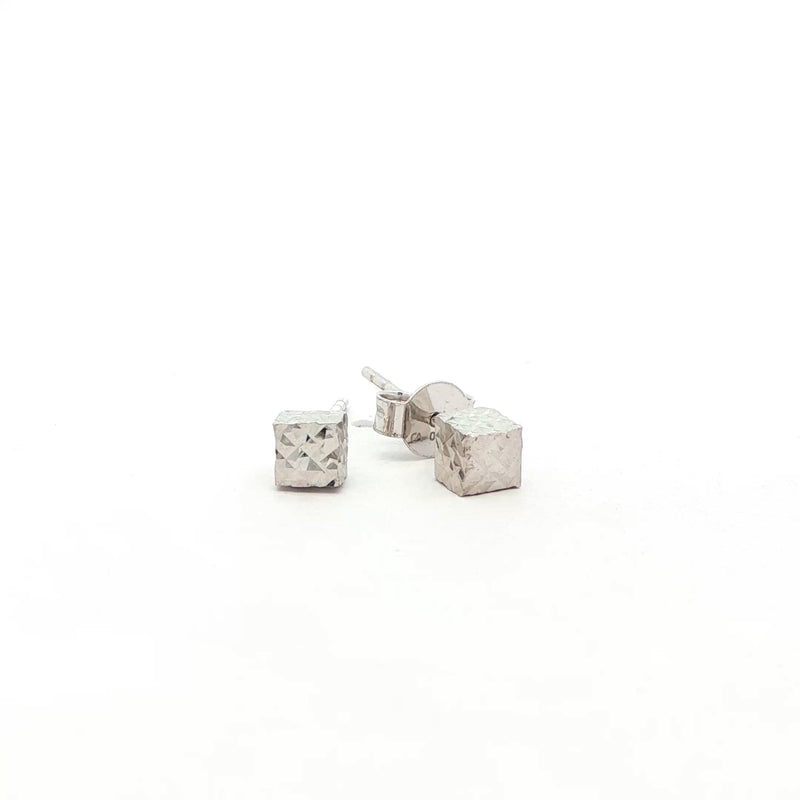 Geometric White Cube Stud Earrings, Gold Jewellery Sydney Australia 