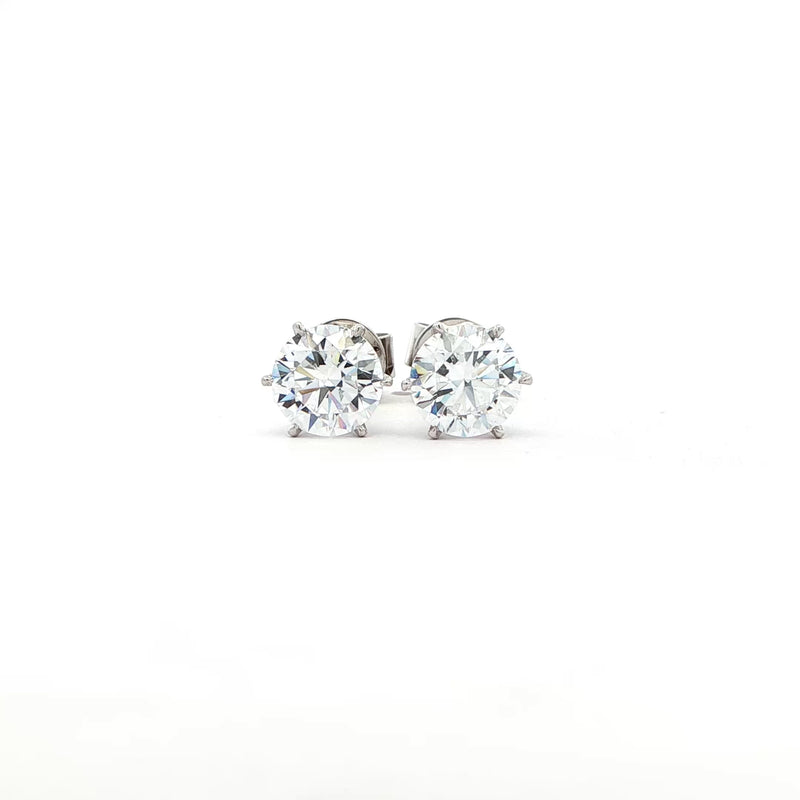 Classic Round Cut Cubic Zirconia Stud Earrings, Gold Jewellery Sydney Australia 
