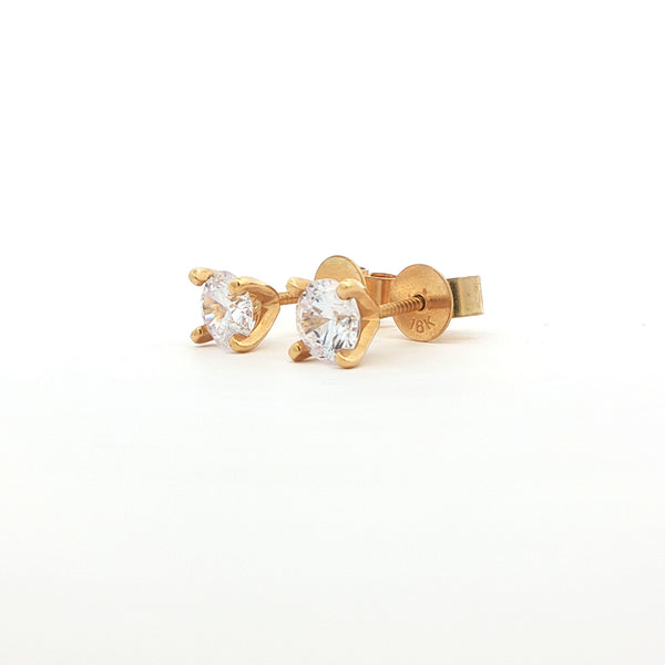 Classic Yellow Round Cut Cubic Zirconia Stud Earrings, Gold Jewellery Sydney Australia 