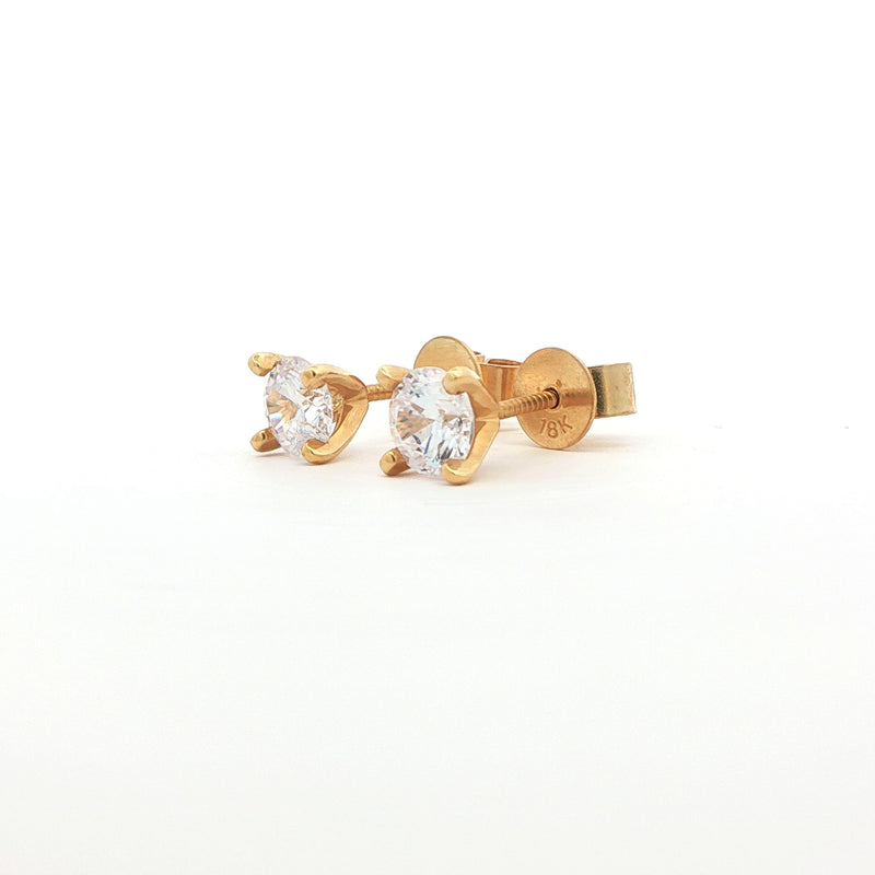 Classic Yellow Round Cut Cubic Zirconia Stud Earrings, Gold Jewellery Sydney Australia 