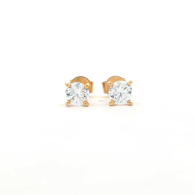 Classic Yellow Round Cut Cubic Zirconia Stud Earrings, Gold Jewellery Sydney Australia 