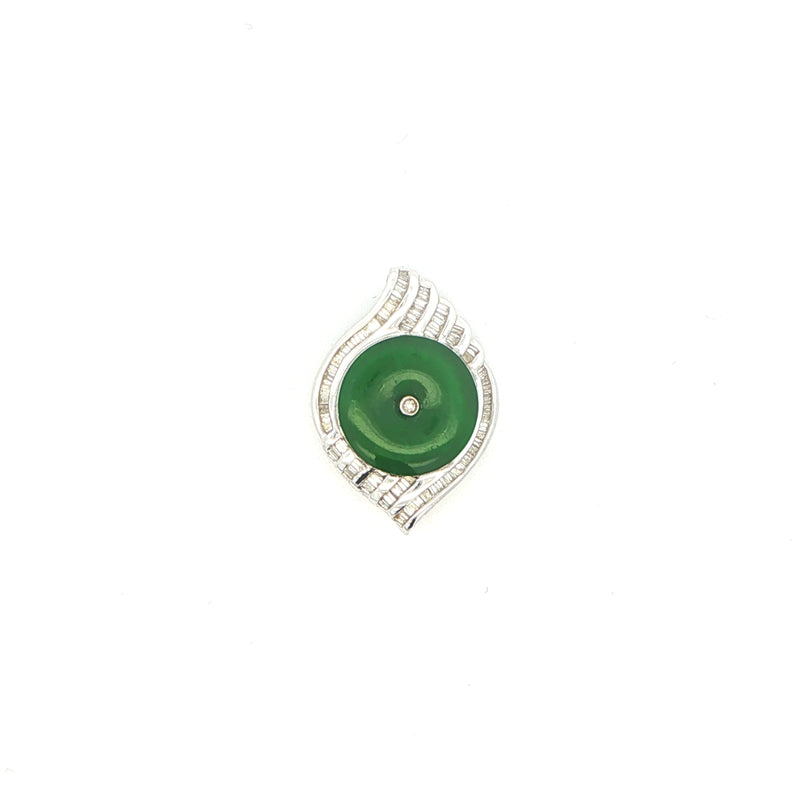 White Gold Swift Round Jade Pendant, Gold Jewellery Sydney Australia 