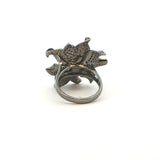 Coloured Diamond Floral Cocktail Ring in Blackened Gold, Gold Jewellery Sydney Australia 