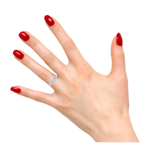 White Gold Lab Grown Diamond Ring With Baguette And Round Brilliant Diamonds