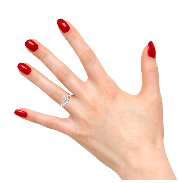 White Gold Lab Grown Engagement Ring With Emerald Cut Side Diamonds