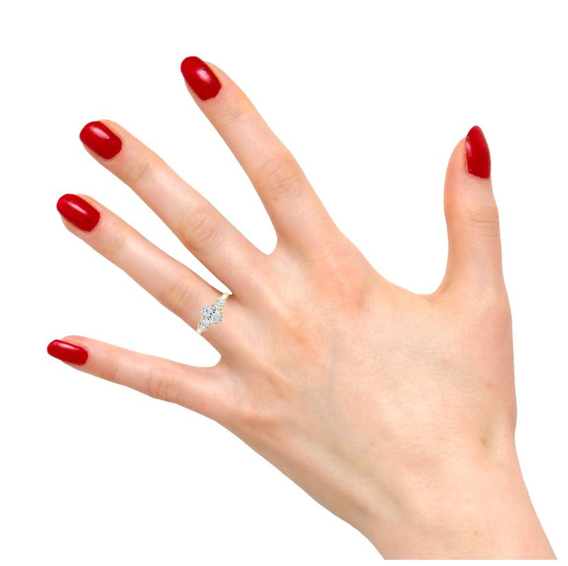 Yellow Gold Lab Grown Diamond Engagement Ring With Emerald Cut Side Diamonds