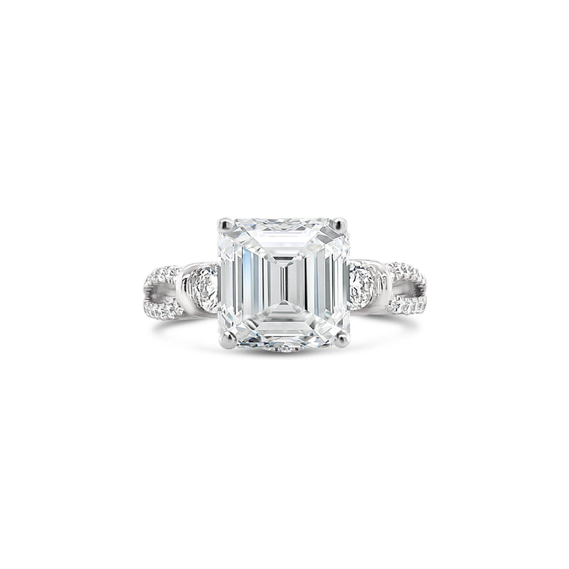 Emerald Cut Antique Style Split Shank Lab Grown Diamond Ring
