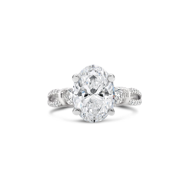 Oval Cut Lab Grown Diamond Antique Style Split Shank Diamond Ring