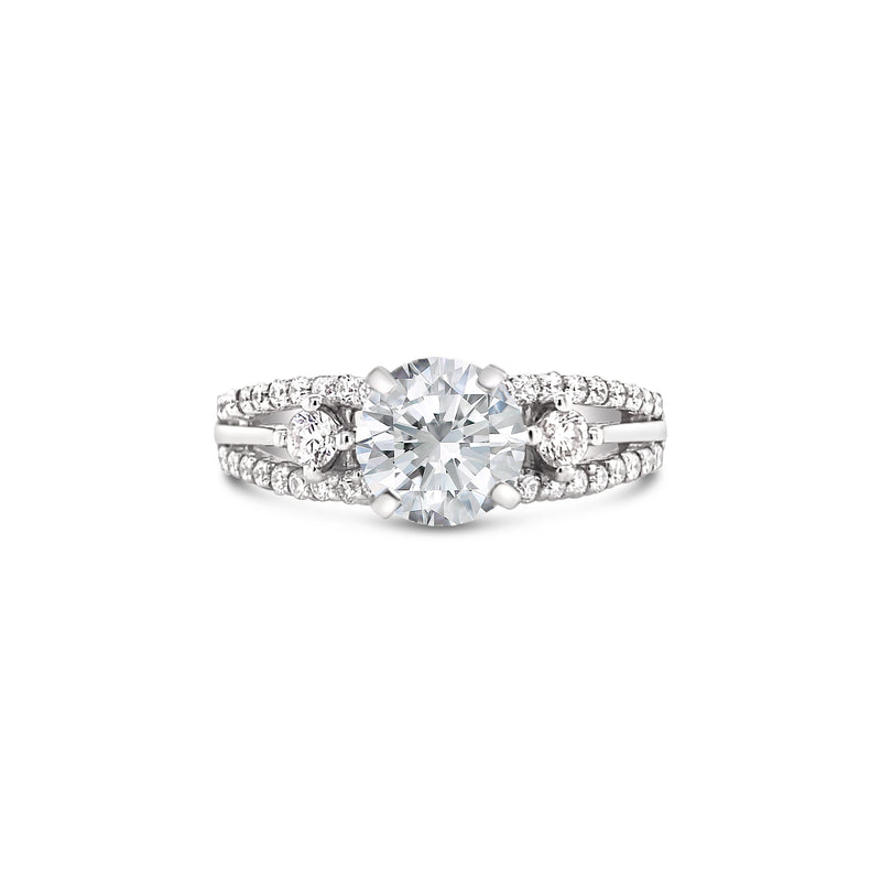 Round Cut Split Shank With Feature Lab Grown Diamonds