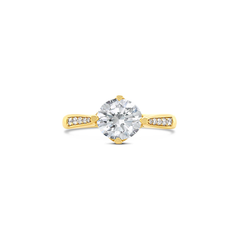 Four Prong Tapered Yellow Gold Lab Grown Diamond Ring