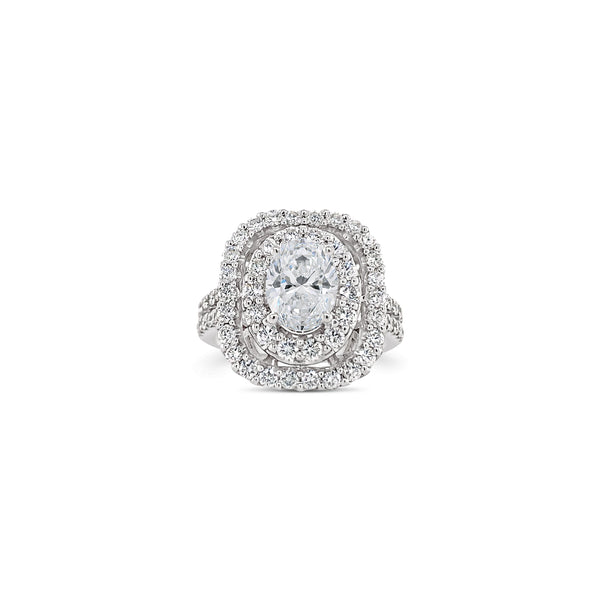 Lab Grown Oval Cut Rounded Edge Double Halo, Sydney Engagement Ring