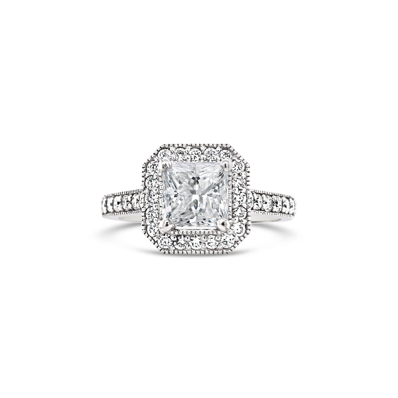 Edged Halo Princess Cut Lab Grown Diamond Ring