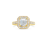 Antique Halo Emerald Cut Lab Grown Diamond Ring
