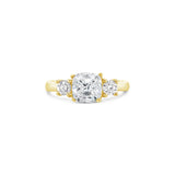 Three Stone Cushion Cut Lab Grown Diamond Engagement Ring