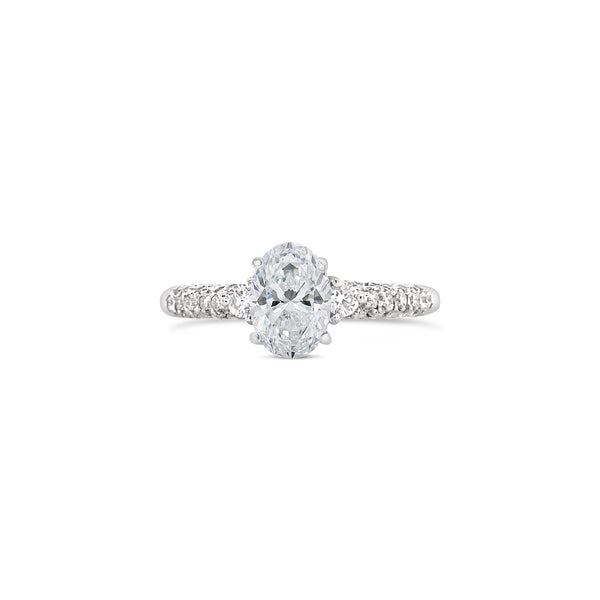 Four Prong Oval Cut Pave Lab Grown Diamond Engagement Ring, Sydney Engagement Ring