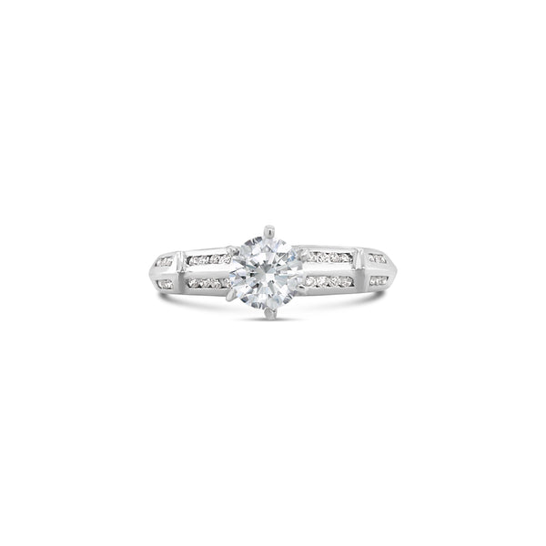 Six Prong Edged Band Channel Setting Lab Grown Diamond Ring